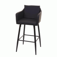 Mendler Tabouret de bar HWC-H93, chaise de bar tabouret de comptoir, repose-pieds métal ~ similicuir noir - noir matière synthétique 74749