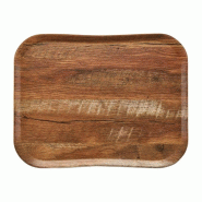 Plateau empilable (L)460 x (P)360 mm en polyester aspect naturel bois chêne brun, CENTURY
