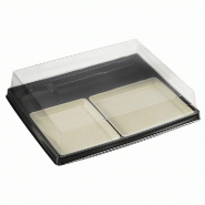 Plateau repas Ecolia 3 compartiments fond+ couvercle 30x25x6cm noir - par 80
