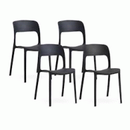 RATTATAN Lot de 4 chaises empilables en polypropylène avec fibre de verre pour jardin ou intérieur, hydrofuges et résistantes, design moderne – B RATTATAN Lot de 4 chaises empilables en polypropylène avec fibre de verre pour jardin ou intérieur, hydrofuges et résistantes, design moderne – B