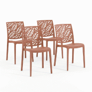 RATTATAN Set de 4 chaises empilables en polypropylène renforcé de fibre de verre pour extérieur et jardin, bars et restaurants, cuisine – Dafne/T