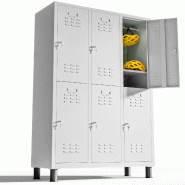 TwinThink Vestiaire metallique à 6 portes Casier 180x97x40cm pour votre atelier ou votre bureau Casier metallique serrure (Gris) - gris métal 843702