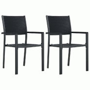VidaXL Chaises De Jardin Lot De 2 Noir Plastique Aspect De Rotin - noir 47889