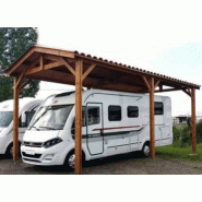 Abri camping-car ouvert douglas / structure en bois / toiture à deux pans en tuile / 3.74 x 3.20 m