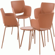 CLP Groupe de sièges Velvena Terre cuite/4 chaises - rouge plastique 326138