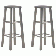 Décoshop26 - Lot de 2 tabourets de bar chaises hautes en mdf anthracite cadre en acier DEC029604 - 3000257459627