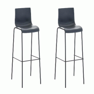 Décoshop26 - Lot de 2 tabourets de bar en tissu plastique gris cadre métallique noir à quatre pieds style chic et moderne 10_0005568 - gris métal