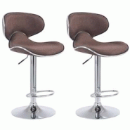 Décoshop26 - Lot de 2 tabourets de bar pivotant design moderne en tissu marron support en métal chromé 10_0004266 - marron 3000252014616 Décoshop26 - Lot de 2 tabourets de bar pivotant design moderne en tissu marron support en métal chromé 10_0004266 - marron 3000252014616