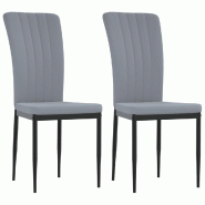 Décoshop26 - Set de 2 chaises de salle à manger coutures décoratives en tissu velours gris clair DEC025515 - gris 3000255290321