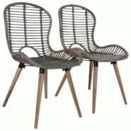 Décoshop26 - Set de 2 chaises de salle à manger cuisine en rotin naturel marron pieds en bois DEC025541 - marron 3000255305025 Décoshop26 - Set de 2 chaises de salle à manger cuisine en rotin naturel marron pieds en bois DEC025541 - marron 3000255305025