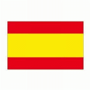 Drapeau Espagne sans écusson - 80 x 120 cm - Ourlé sur 3 côtés - Monté sur hampe bois gainée de plastique