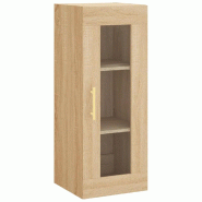 Helloshop26 - Armoire murale design élégant pratique rangement 34,5 x 34 x 90 cm en bois d'ingénierie chêne sonoma 02_0048681 - verre 3000235416024