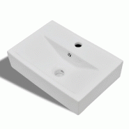 Helloshop26 - Lavabo vasque à trou de trop-plein/robinet pour salle de bain 46,5 x 32 cm céramique blanc 02_0002507 - blanc 3000100041535_0