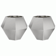 Helloshop26 - Lot de 2 jardinières rectangulaires pour balcon jardin 75 x 75 x 60 cm en acier inoxydable argent 02_0053113 - inox 3000237766813