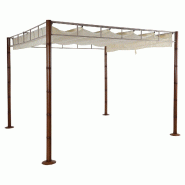 Mendler Pergola HWC-L42, Pavillon de jardin avec toit de terrasse, structure métallique stable de 7 cm, 3x3m, aspect bambou ~ crème-blanc - blanc te