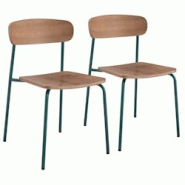 Oviala Business Lot de 2 chaises en bois vert kaki - vert acier 114232 Oviala Business Lot de 2 chaises en bois vert kaki - vert acier 114232