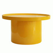 Oviala Business Table basse ronde 70 cm en MDF effet laqué jaune - jaune Bois manufacturé 114326