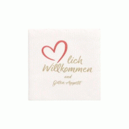 Papstar 2000 Serviettes, 2 plis `PUNTO` 1/4 de pli 20 cm x 20 cm blanc `Bienvenue & Bon Appétit` micro-gaufré - blanc papier 4002911470510