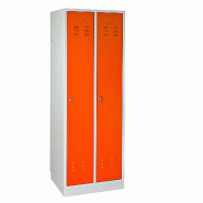 PROREGAL Armoire vestiaire ERMINE avec 2 portes | HxLxP 178x60x50cm | Gris/orange - orange métal RAD348-01