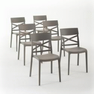 RATTATAN Set 6 Chaises en polypropylène avec fibre de verre empilables pour extérieur et jardin, bar et restaurant, cuisine moderne - MARTINA - Tou RATTATAN Set 6 Chaises en polypropylène avec fibre de verre empilables pour extérieur et jardin, bar et restaurant, cuisine moderne - MARTINA - Tou