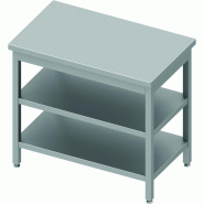 Table de travail inox centrale avec deux étagères 400x700x900 à monter - P932577040
