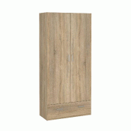 WellHome - Armoire de Chambre en Bois avec 2 Portes et 1 Tiroir en coloris Chêne 80 x 36 x 171 cm - Duero Oak - marron multi-matériau WH16206
