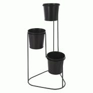 WellHome - Vase métallique avec 3 pots (Ø11x10 cm), avec cadre noir de 46,5 cm - noir plastique WH14675