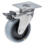Roulette pivotante/frein de 75 mm en acier inoxydable avec thermocouple conducteur d'électricité gris Roulette pivotante/frein de 75 mm en acier inoxydable avec thermocouple conducteur d'électricité gris