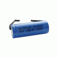 Alcapower Batterie lithium-ion rechargeable Li-Ion 18500 3,7V 1300 mAh avec broches à souder - Dimensions : 51x18 (diamètre) mm - bleu 8055323218610
