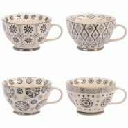 Coffret de 4 déjeuners Nelson 35 cl -  Gris Rond Grès Table Passion - gris Grès 3106232382567