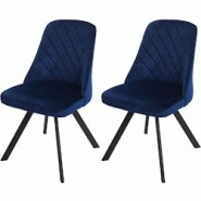 Décoshop26 - Ensemble de 2 chaises de salle à manger rembourrée en velours bleu coutures décoratives pieds métallique CDS04477 - bleu 3000428969603 Décoshop26 - Ensemble de 2 chaises de salle à manger rembourrée en velours bleu coutures décoratives pieds métallique CDS04477 - bleu 3000428969603