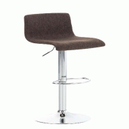 Décoshop26 - Tabouret de bar avec repose-pieds pivotant dossier incurvé en tissu marron et métal chromé 10_0004965 - marron métal 3000252385310