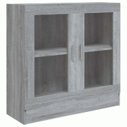 Helloshop26 - Armoire à vitrine classique épurée 82,5 x 30,5 x 80 cm avec 2 compartiments design en bois d'ingénierie gris 02_0048214 - gris verre