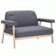 Helloshop26 - Canapé 2 places de salon salle de séjour maison intérieur tissu gris foncé 02_0020063 - gris Bois massif 3001053288008