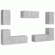 Helloshop26 - Ensemble de meubles armoire buffet TV télévision salon chambre séjour 7 pièces bois d'ingénierie gris 02_0025161 - gris Bois massif