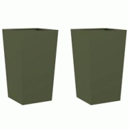 Helloshop26 - Jardinière bac lit surélevé plantes fleurs jardin terrasses lot de 2 olive 45 x 45 x 75 cm acier vert 02_0039085 - 3000218053048