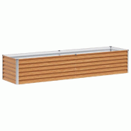 Helloshop26 - Jardinière surélevée 195 x 50 x 36 cm drainage optimal style industriel jardin extérieur en acier galvanisé marron 02_0059031 - mar