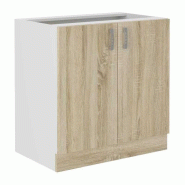 Meuble bas SARA 2 portes panneaux de particules chêne Sonoma L80xP48xH82 cm Sans marque - marron Polycarbonate SARA80D2F