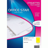 OFFICE STAR - 100 Étiquettes Autocollantes Multi-Usages Jaunes Fluo Personnalisables Imprimables - Format 210 x 297 mm - Impression Laset Jet d'Encre