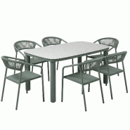 Oviala Business Table de jardin aluminium 150x90 cm et 6 chaises textilène vert - vert 115787