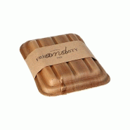 PAPSTAR 10 Plateaux, feuille de palme "pure" rectangulaire 300 ml 5,5 cm x 13,5 cm x 17,5 cm avec couvercle et banderole - Matériau naturel 88536