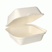 Papstar 25 boîtes à hamburger en canne à sucre « pure » 8 cm x 14 cm x 15 cm blanches - blanc Matériau naturel 89849