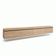 SKRAUT HOME Meuble TV, Banc Télé, 320x45x35 cm, TV grand format, Suspendu, Mural, Chêne - beige Bois manufacturé 505_7