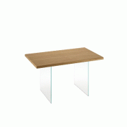 Stones Table de cuisine extensible Tommy 140/200x80cm en verre trempé transparent et structure en métal peint gris - Tommy - transparent multi-maté