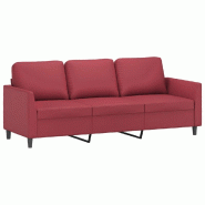 VidaXL Canapé à 3 places Rouge bordeaux 180 cm Similicuir Modèle Aero Stella Élite - Matériau naturel 359341