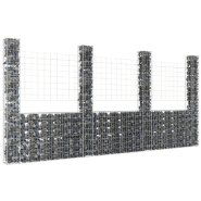 Vidaxl panier de gabion en forme de u avec 4 poteaux fer 380x20x200 cm 151291