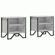 VidaXL Tables de chevet 2 pcs sonoma gris 40x30x40cm bois d'ingénierie – Modèle Variation Nuit - 848501