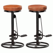 VidaXL Tabourets De Bar Lot De 2 Noir Marron Cuir Véritable De Chèvre - 286967 VidaXL Tabourets De Bar Lot De 2 Noir Marron Cuir Véritable De Chèvre - 286967