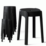 8 Tabourets Gigognes empilables BM HOME TAB-NOIR en plastique, légers pour la maison, salle de classe, cuisine, jardin - noir plastique polypropylèn