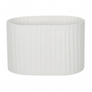 Abat-jour oval ribbon wrapped white - 7789